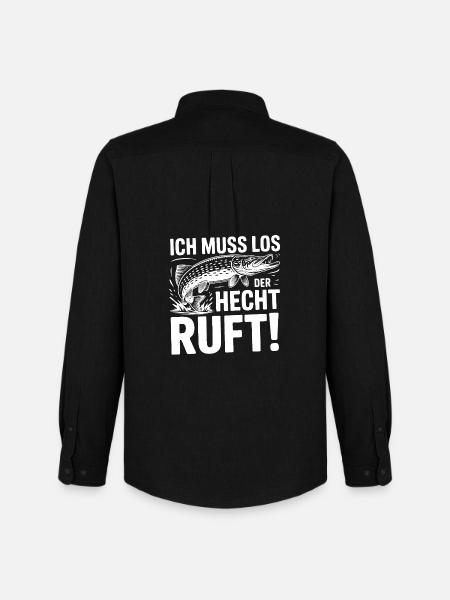 Hecht Angeln Humor - Männer Oxford Hemd von Stanley/Stella - Schwarz