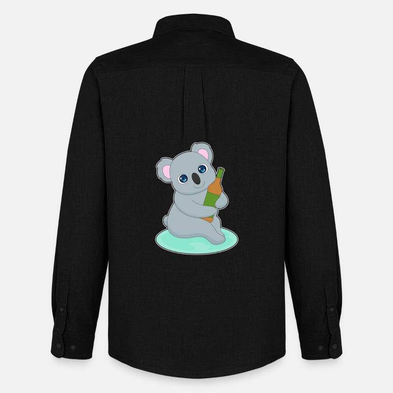 Koala Flasche Bier - Männer Oxford Hemd von Stanley/Stella - Schwarz