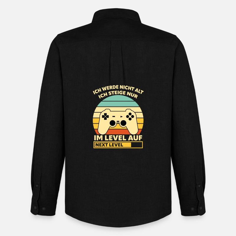 Levelaufstieg Retro-Controller Design - Männer Oxford Hemd von Stanley/Stella - Schwarz