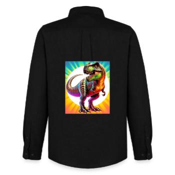 dinosaure - Chemise Oxford homme Stanley/Stella - noir - Dos - AI Model Male 185 dark (185cm)