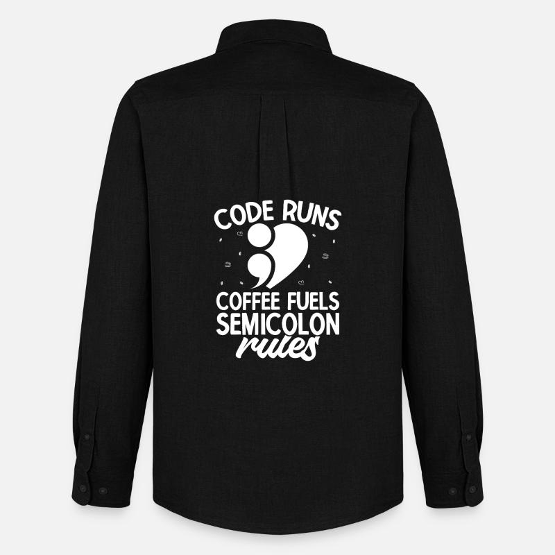 Semi Colon Coffee Fuels Semicolon - Männer Oxford Hemd von Stanley/Stella - Schwarz