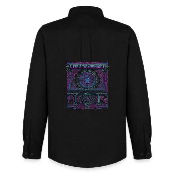 Hustle The Sleep - Men's Oxford Shirt by Stanley/Stella - black - Back - AI Model Male 185 dark (185cm)