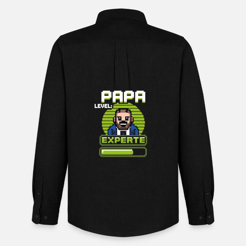 Gamer Papa Level Experte Design - Männer Oxford Hemd von Stanley/Stella - Schwarz