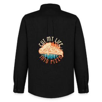 Coupe ma vie à la pizza - Chemise Oxford homme Stanley/Stella - noir - Dos - AI Model Male 185 dark (185cm)
