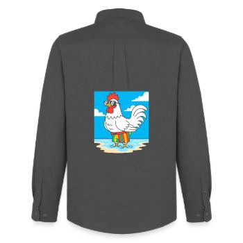 Sommerhuhn am Strand - Männer Oxford Hemd von Stanley/Stella - Anthrazit - Hinten - AI Model Male 185 dark (185cm)
