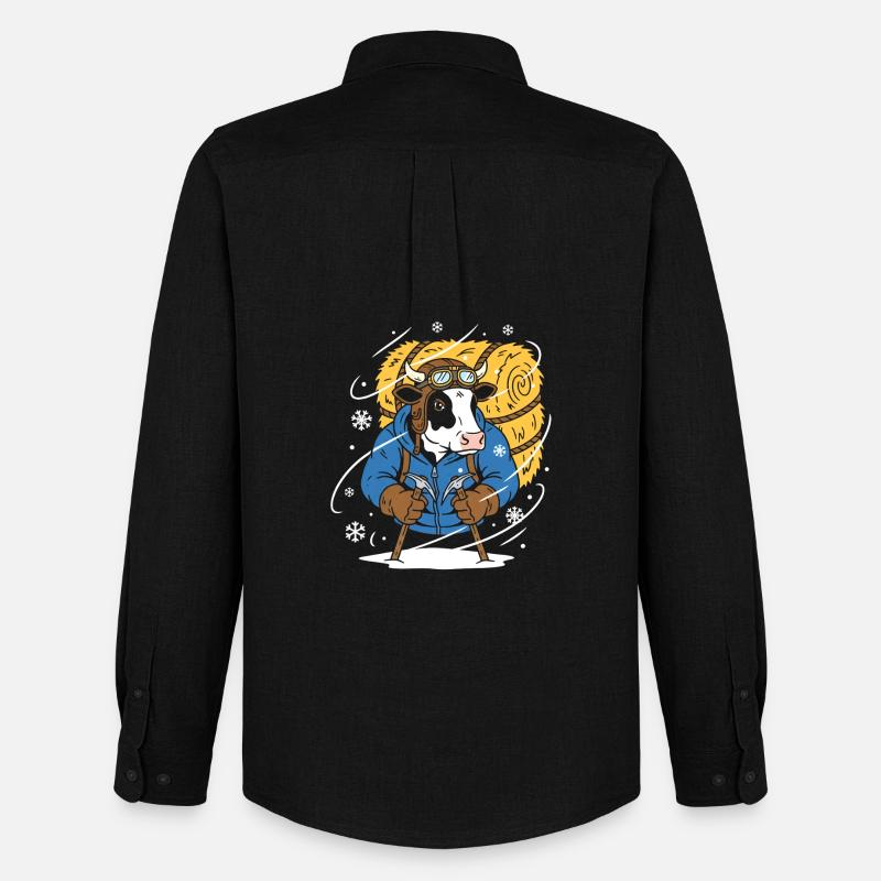 Winterlumberjack Kuh - Männer Oxford Hemd von Stanley/Stella - Schwarz
