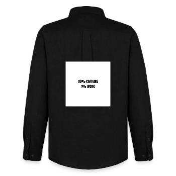 99% Caffeine 1% Work - Men's Oxford Shirt by Stanley/Stella - black - Back - AI Model Male 185 dark (185cm)
