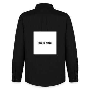 Fiez-vous au processus - Chemise Oxford homme Stanley/Stella - noir - Dos - AI Model Male 185 dark (185cm)