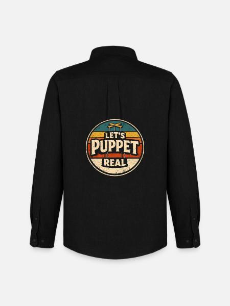 Puppenehrlich | Puppet Show Retro Humor - Men's Oxford Shirt by Stanley/Stella - black