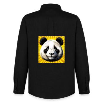 panda - Men's Oxford Shirt by Stanley/Stella - black - Back - AI Model Male 185 dark (185cm)
