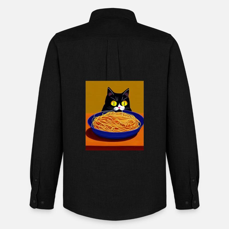 Katzenblick auf Spaghetti - Männer Oxford Hemd von Stanley/Stella - Schwarz