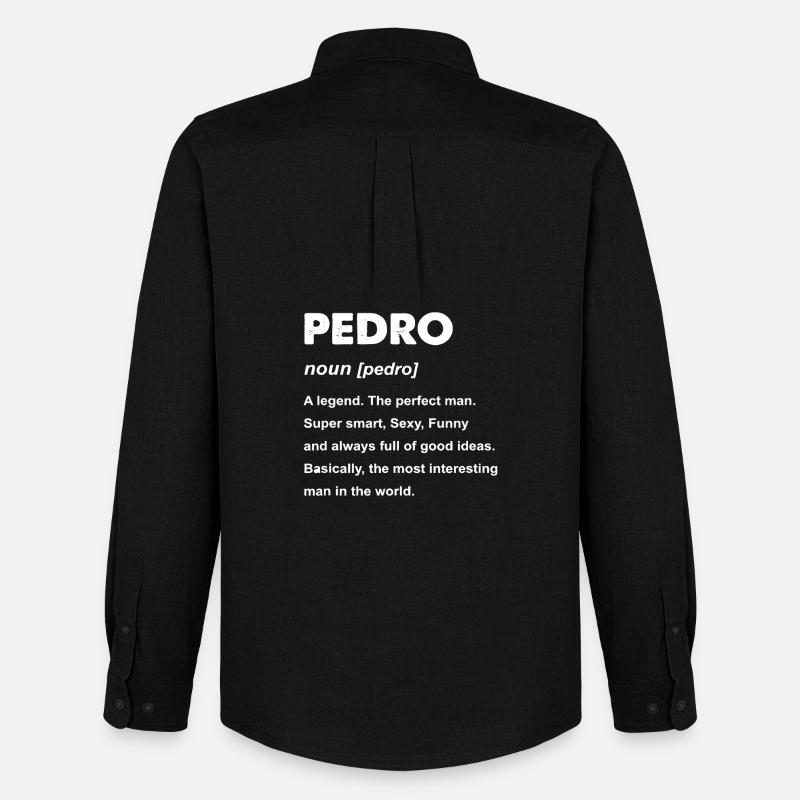 Pedro Legend Typografie Tee - Männer Oxford Hemd von Stanley/Stella - Schwarz