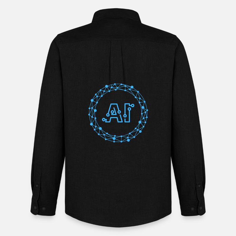 Futuristic AI Data Network Symbol - Chemise Oxford homme Stanley/Stella - noir