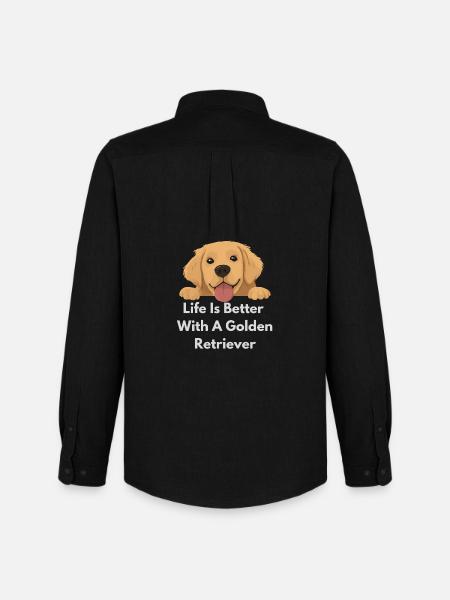 Golden Retriever Joy - Men's Oxford Shirt by Stanley/Stella - black