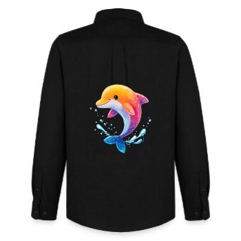 Farbiger Delfin Spritz - Männer Oxford Hemd von Stanley/Stella - Schwarz - Hinten - AI Model Male 185 dark (185cm)