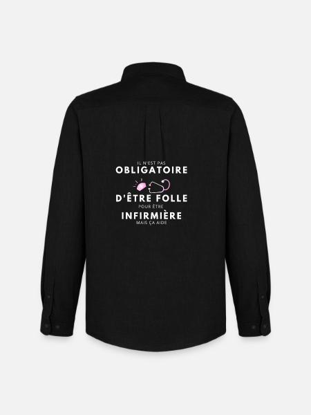 folle et infirmière / humour infirmière - Chemise Oxford homme Stanley/Stella - noir