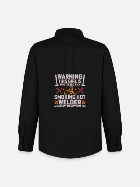 Warning Welder Protects His Girl - Men's Oxford Shirt by Stanley/Stella - black