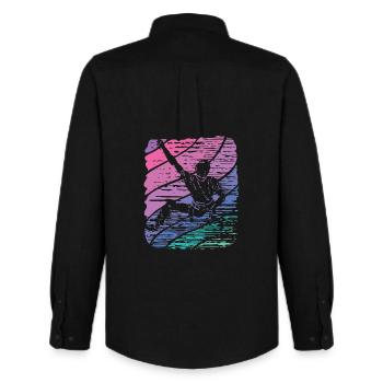 Boulderer Boulder Bouldering - Men's Oxford Shirt by Stanley/Stella - black - Back - AI Model Male 185 dark (185cm)
