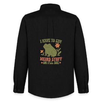 Frog Says Weird Stuff or Die - Men's Oxford Shirt by Stanley/Stella - black - Back - AI Model Male 185 dark (185cm)