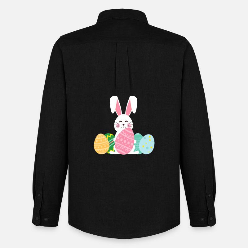 Pastel Easter Bunny with Eggs - Men's Oxford Shirt by Stanley/Stella - black
