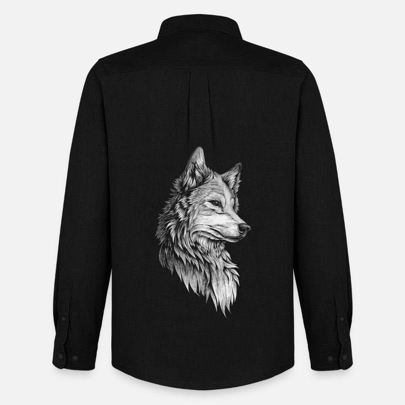 Wolf Kopf Realistisch - Männer Oxford Hemd von Stanley/Stella - Schwarz