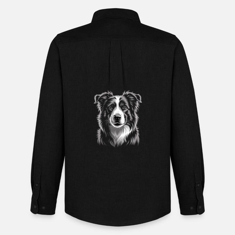 Boder Collie - Männer Oxford Hemd von Stanley/Stella - Schwarz