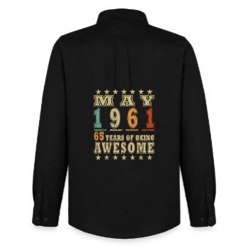May 1961 Birthday Legend - Men's Oxford Shirt by Stanley/Stella - black - Back - AI Model Male 185 dark (185cm)