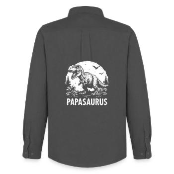 Papasaurus Papa Fort Cadeau T-Rex Papa Cool - Chemise Oxford homme Stanley/Stella - charbon - Dos - AI Model Male 185 dark (185cm)