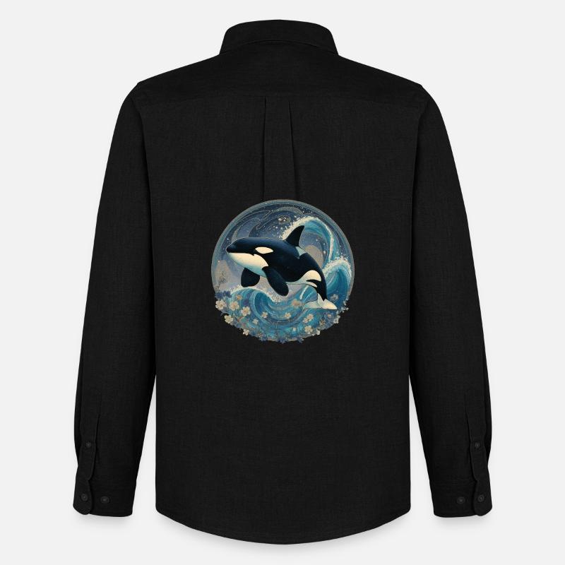 Orca - Männer Oxford Hemd von Stanley/Stella - Schwarz