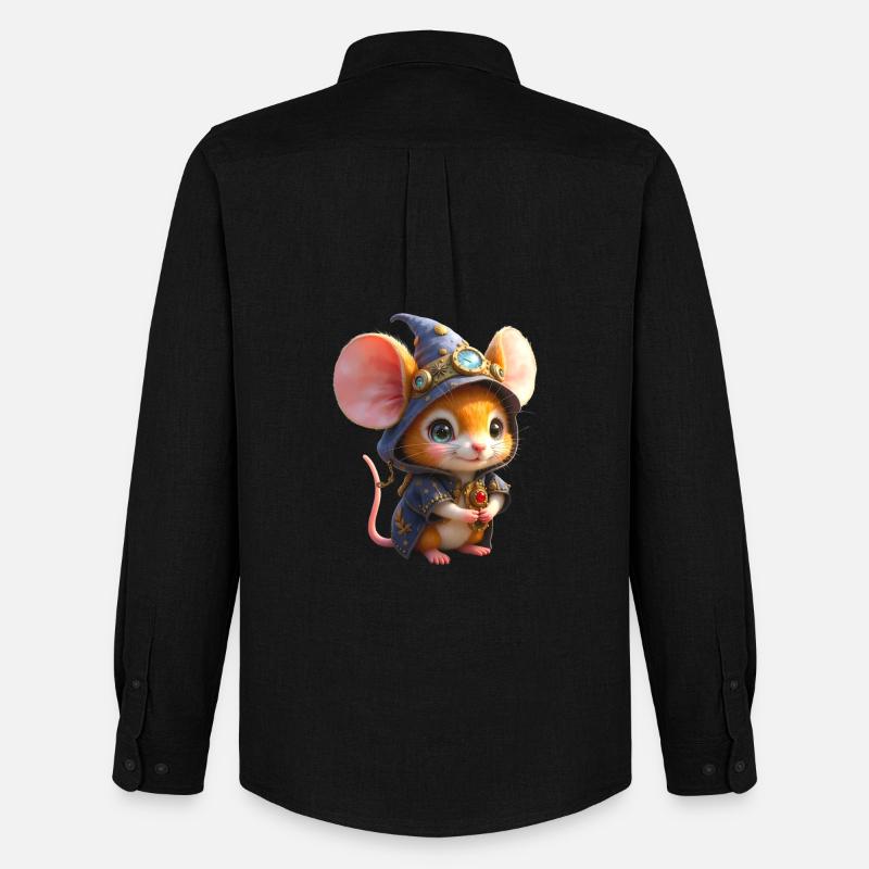 Blue Steampunk Wizard Mouse - Men's Oxford Shirt by Stanley/Stella - black