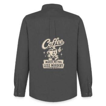 Coffee makes me less murderous - Men's Oxford Shirt by Stanley/Stella - anthracite - Back - AI Model Male 185 dark (185cm)