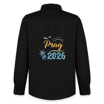 Prague 2026 - Men's Oxford Shirt by Stanley/Stella - black - Back - AI Model Male 185 dark (185cm)