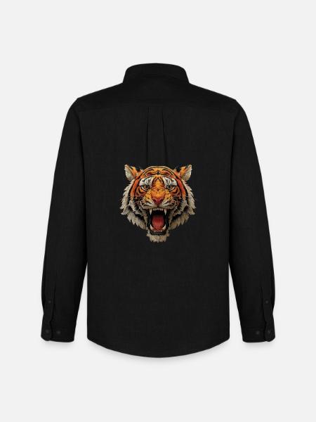 Tiger Head Roaring - Men's Oxford Shirt by Stanley/Stella - black
