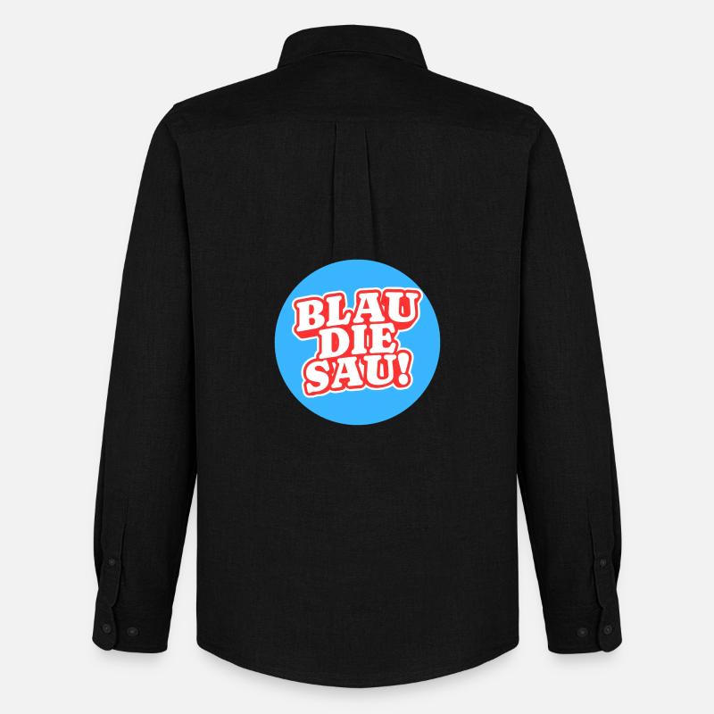 Blau Die Sau Logo - Männer Oxford Hemd von Stanley/Stella - Schwarz