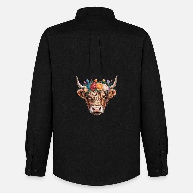 Blumenkranz Kuh - Männer Oxford Hemd von Stanley/Stella - Schwarz