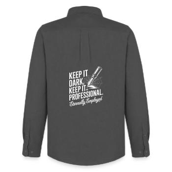Dunkle professionelle Spitzentypografie - Männer Oxford Hemd von Stanley/Stella - Anthrazit - Hinten - AI Model Male 185 dark (185cm)
