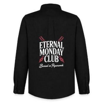 Eternal Monday Club: Paperwork - Men's Oxford Shirt by Stanley/Stella - black - Back - AI Model Male 185 dark (185cm)