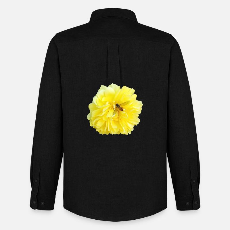 Yellow_Rose_-_Bee_Nature_Photography - Männer Oxford Hemd von Stanley/Stella - Schwarz