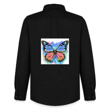 papillon - Chemise Oxford homme Stanley/Stella - noir - Dos - AI Model Male 185 dark (185cm)