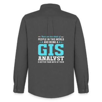 GIS Analyst Cartography Geography Geography - Men's Oxford Shirt by Stanley/Stella - anthracite - Back - AI Model Male 185 dark (185cm)