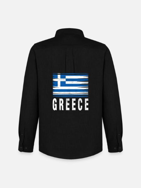 Brushstroke Flag Greece - Men's Oxford Shirt by Stanley/Stella - black