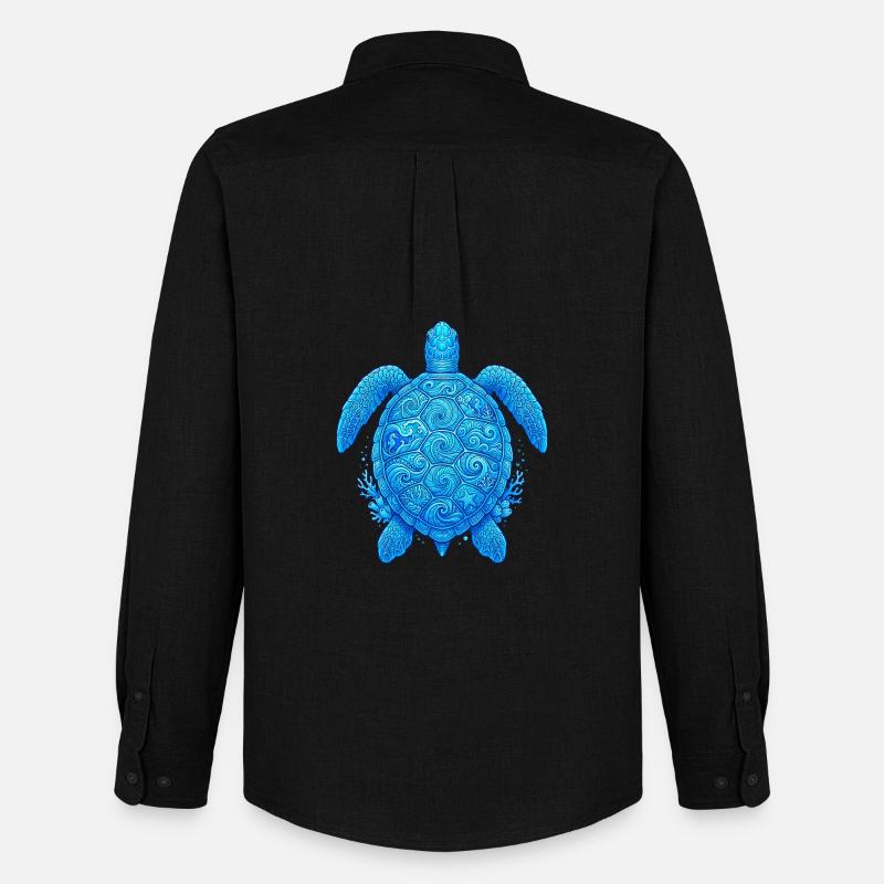 Blaue Meeres Schildkröte - Männer Oxford Hemd von Stanley/Stella - Schwarz