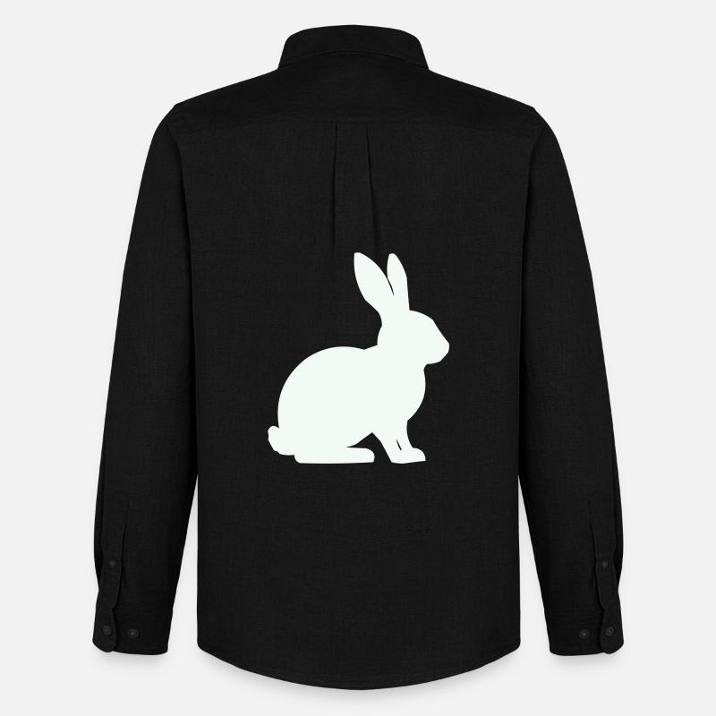 Hase Silhouette Minimal - Männer Oxford Hemd von Stanley/Stella - Schwarz