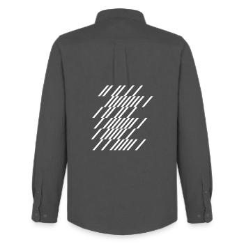 Motif de Geom à rayures diagonales - Chemise Oxford homme Stanley/Stella - charbon - Dos - AI Model Male 185 dark (185cm)