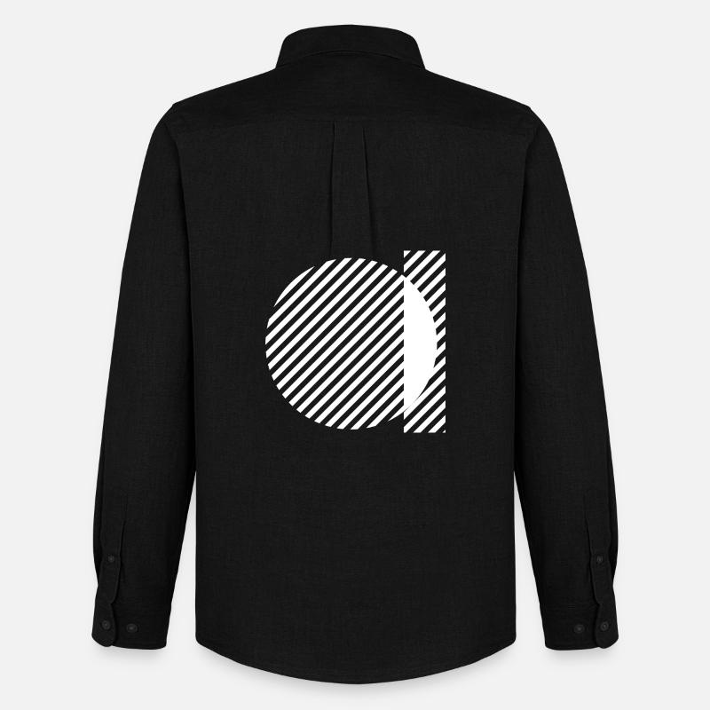 Geometric Stripe Circles Monochrome Pattern - Men's Oxford Shirt by Stanley/Stella - black