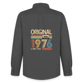 50 years, 50th anniversary - Men's Oxford Shirt by Stanley/Stella - anthracite - Back - AI Model Male 185 dark (185cm)