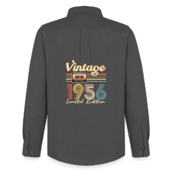 Anniversaire 70 Ans - Chemise Oxford homme Stanley/Stella - charbon - Dos - AI Model Male 185 dark (185cm)