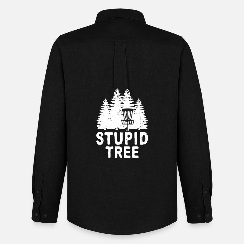 Stupid Tree Disc Golf Tee - Men's Oxford Shirt by Stanley/Stella - black