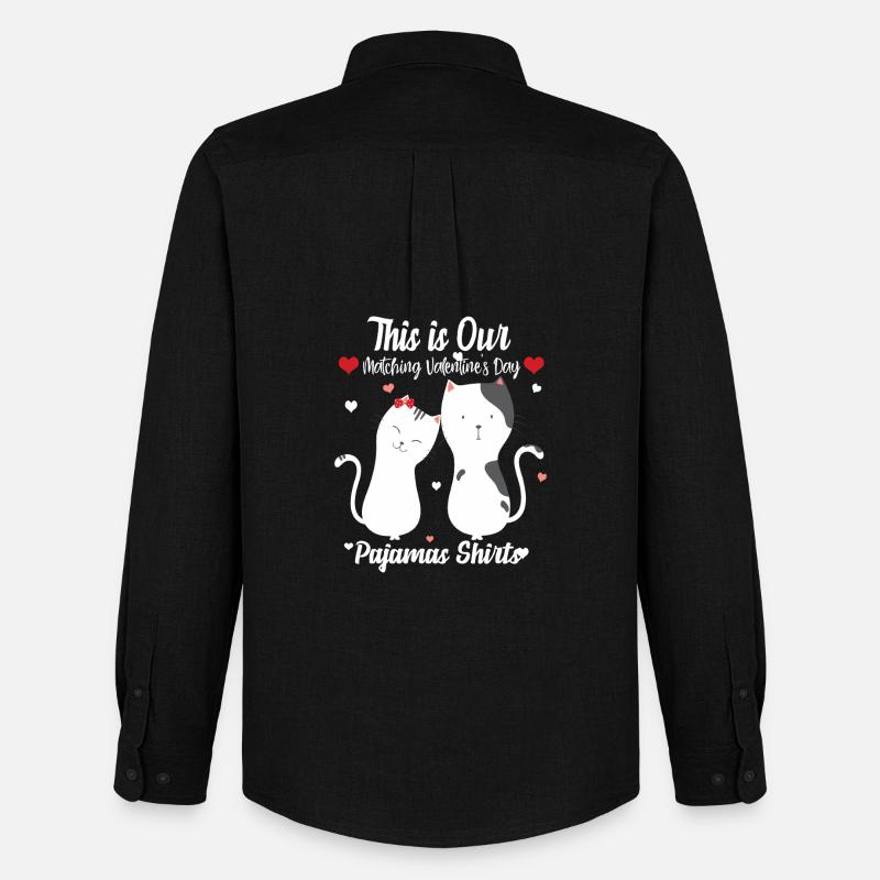 Valentine-Katzen-Pajama-Hemden - Männer Oxford Hemd von Stanley/Stella - Schwarz