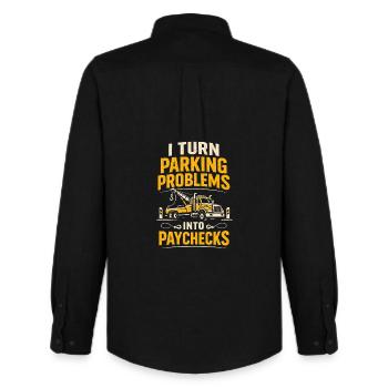 Paying for parking problems | Tow truck - Men's Oxford Shirt by Stanley/Stella - black - Back - AI Model Male 185 dark (185cm)